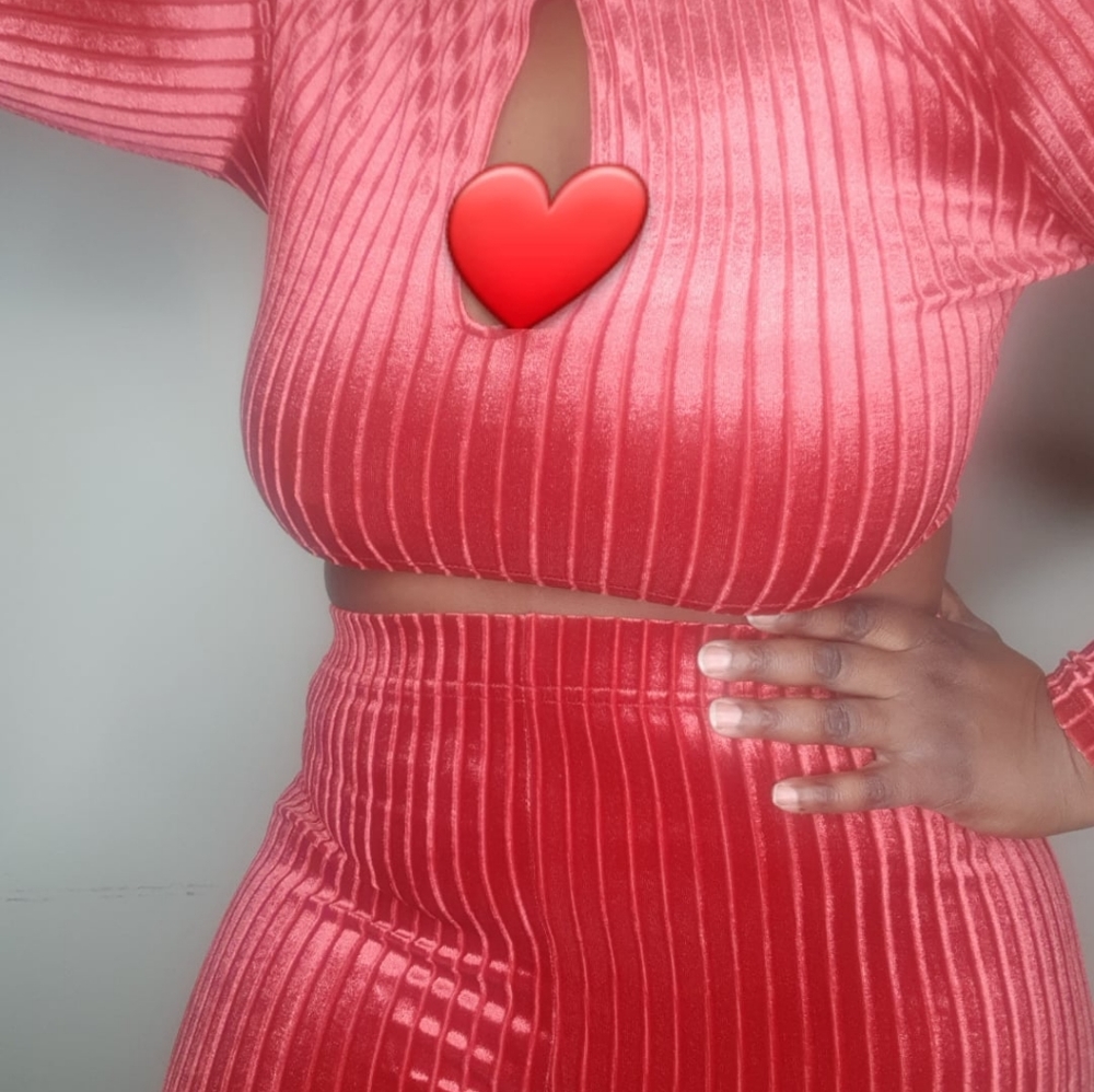 Mock neck crop top with matching pants